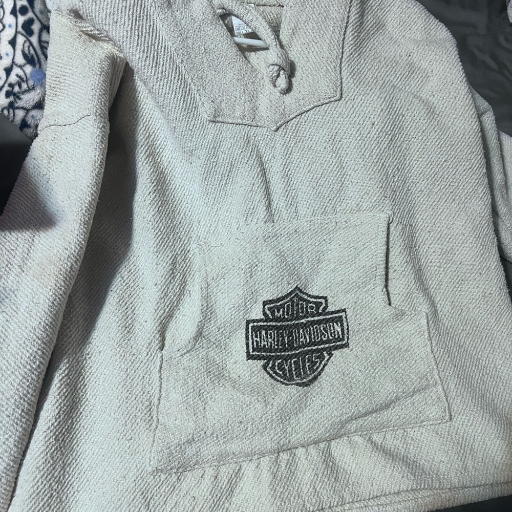 Harley-Davidson Cream unisex poncho hoodie with Logo
